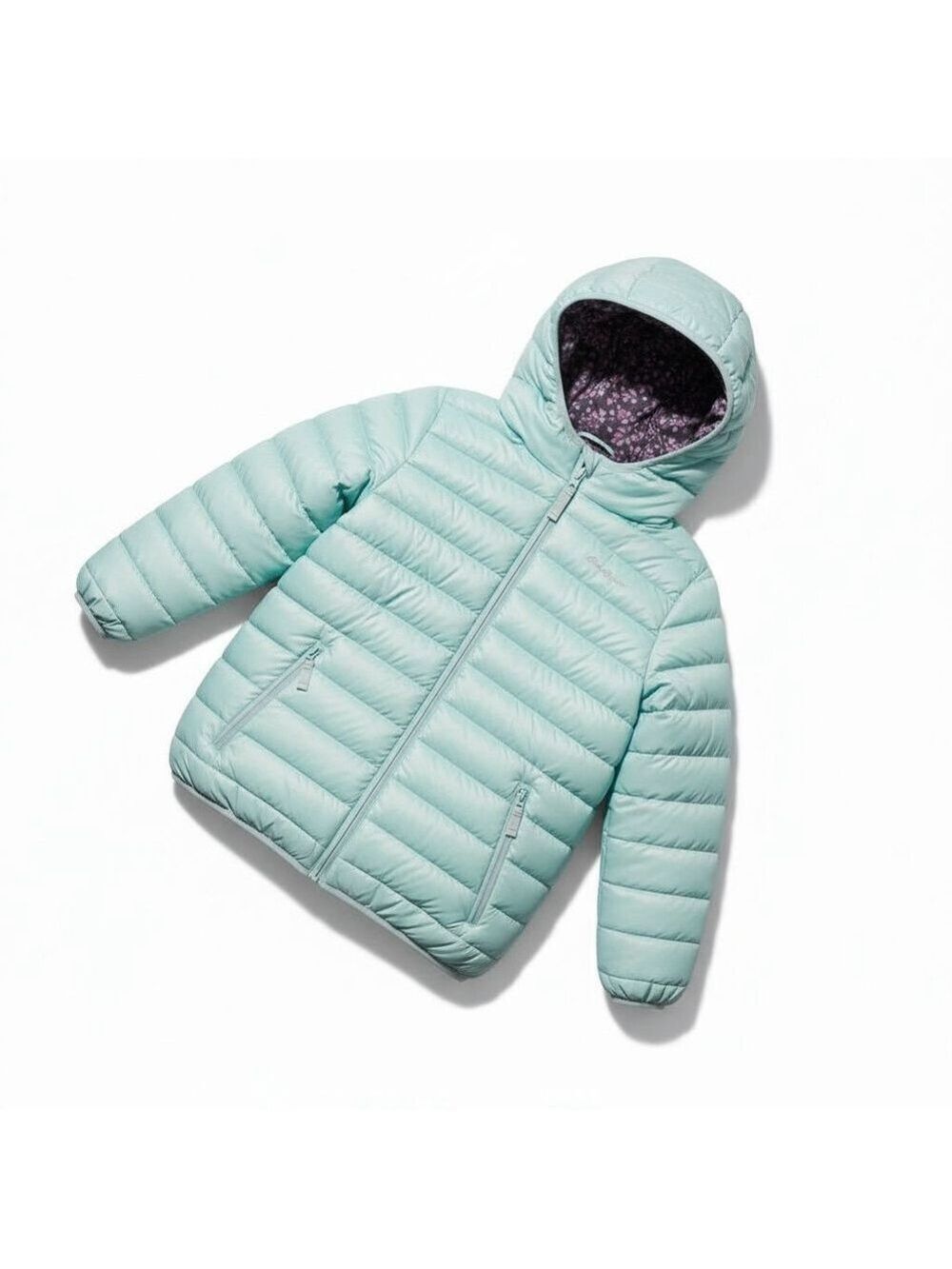 Girls Eddie Bauer Puffer Jacket L (14/16) Light Blue Purple Reversible